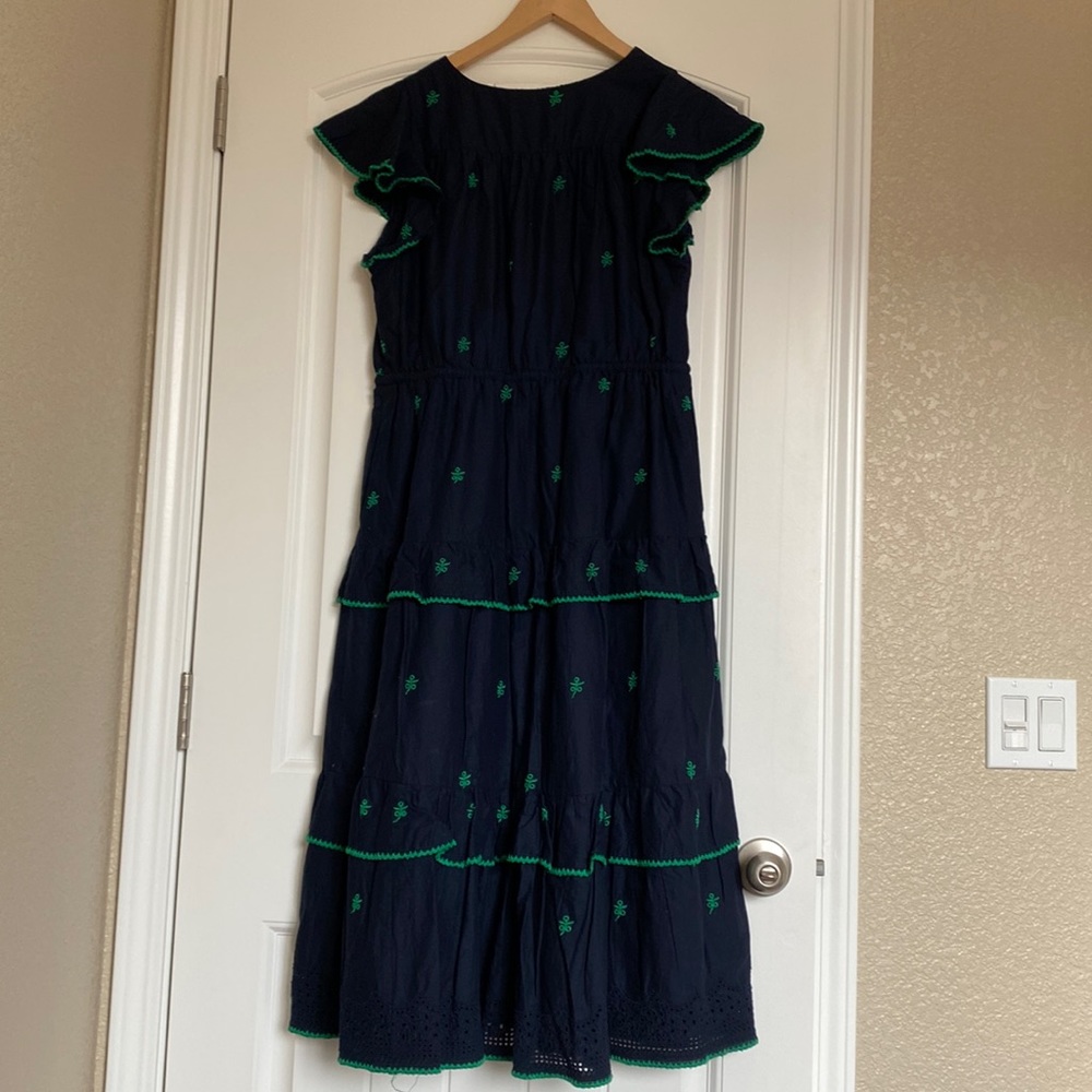 J.Crew Embroidered Navy Cotton Dress - Picture 4 of 8